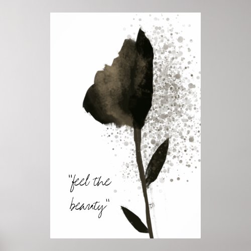 Feel The Beauty Golden Waercolor Tulip Flower Poster