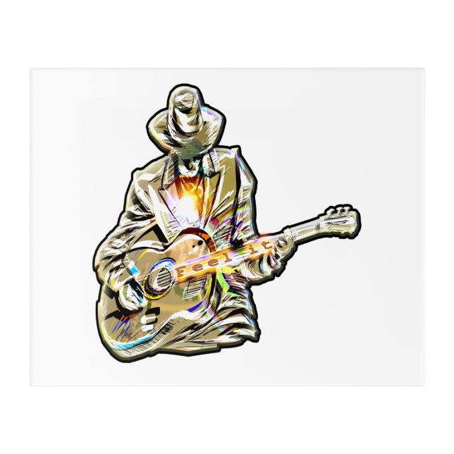 Feel the Blues – Artistic Guitar Design Acrylic Print (Front)