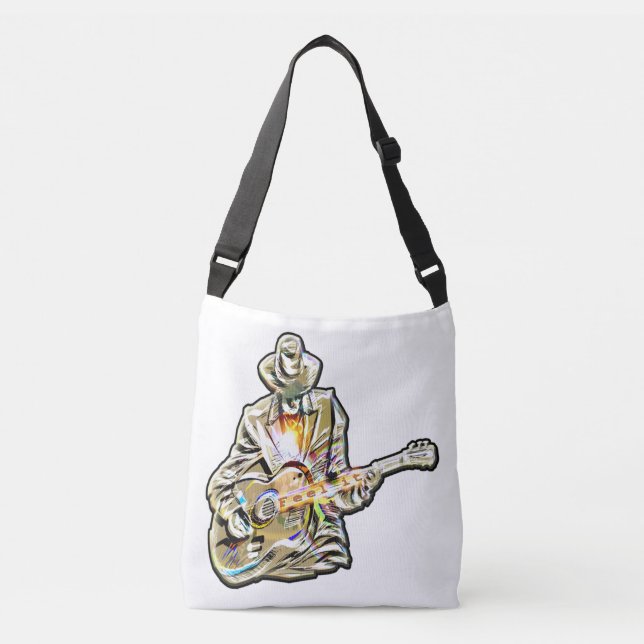 Feel the Blues – Artistic Guitar Design Crossbody Bag (Front)