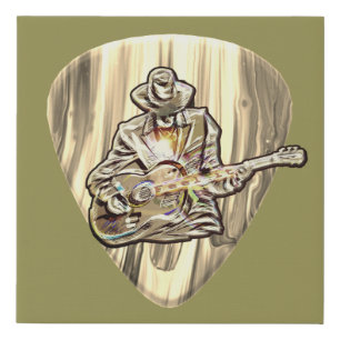 Feel the Blues – Artistic Guitar Design Faux Canvas Print