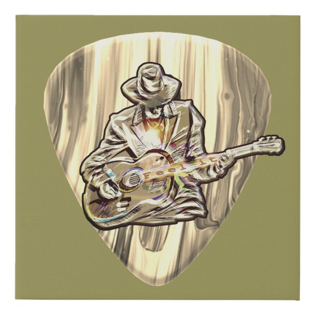 Feel the Blues – Artistic Guitar Design Faux Canvas Print (Front)