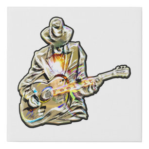 Feel the Blues – Artistic Guitar Design Faux Canvas Print