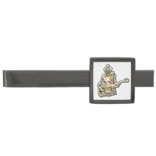 Feel the Blues – Artistic Guitar Design Gunmetal Finish Tie Bar