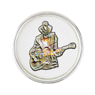 Feel the Blues – Artistic Guitar Design Lapel Pin