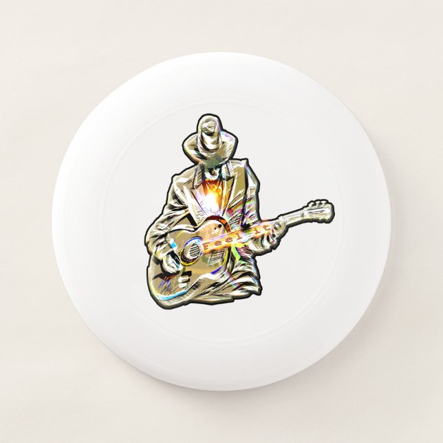 Feel the Blues – Artistic Guitar Design Wham-O Frisbee (Front)