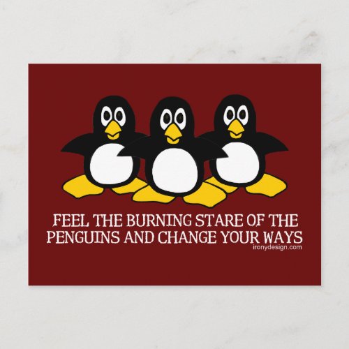 Feel The Burning Stare Of The Penguins Postcard