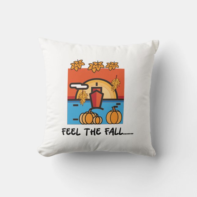 Feel the Fall Autumn Season Vibes Throw Pillow (Front)