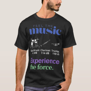 Feel The Music White Instruments Blue Sounds T-Shirt