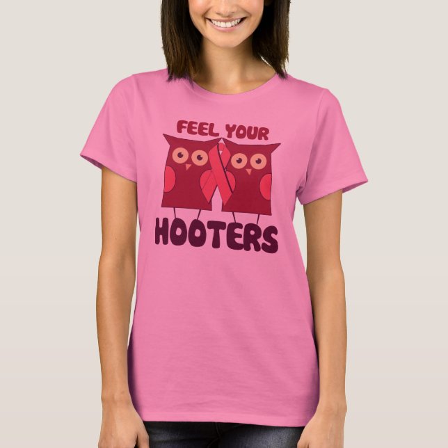 Feel your Hooters breast cancer awareness T-Shirt (Front)