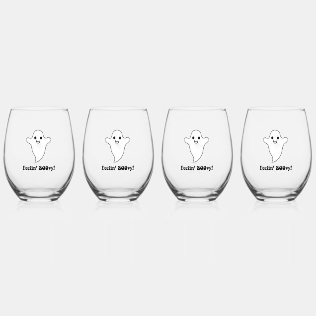 FEELIN’ BOOvy! Stemless 16oz Wine Glasses (Front)