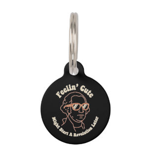 Feelin Cute Might Start A Revolution Later Funny Pet ID Tag