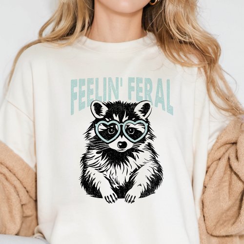 Feelin Feral Heart Sunglasses Raccoon T_Shirt