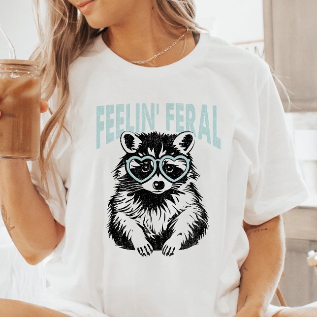Feelin' Feral Heart Sunglasses Raccoon Tri-Blend Shirt (Creator Uploaded)