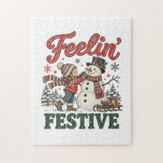 Feelin’ Festive Christmas Snowman Kids Jigsaw Puzzle