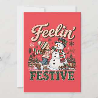 Feelin’ Festive Christmas Snowman Kids Note Card