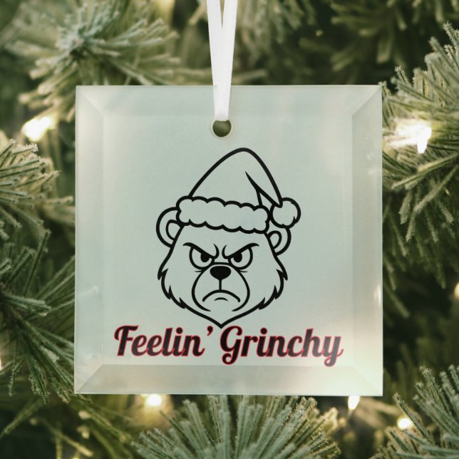 Feelin Grinchy Glass Ornament (Insitu)