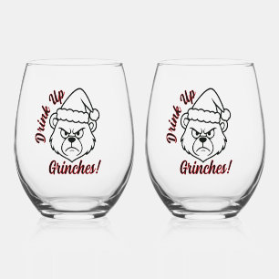 Feelin Grinchy Stemless Wine Glass