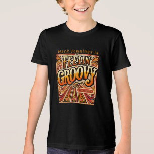 Feelin Groovy Kids Personalized Retro 70s Vintage Tri-Blend Shirt