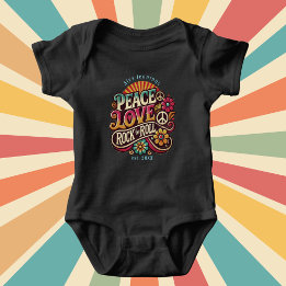 Feelin' Groovy Retro 70s Vintage Psychedelic T-Sh Baby Bodysuit