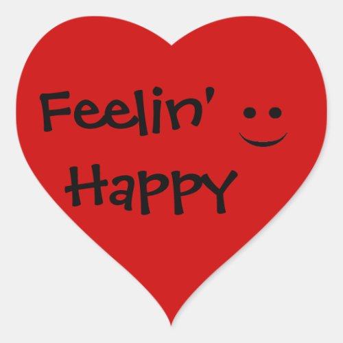 Feelin Happy Smile Red Heart Sticker