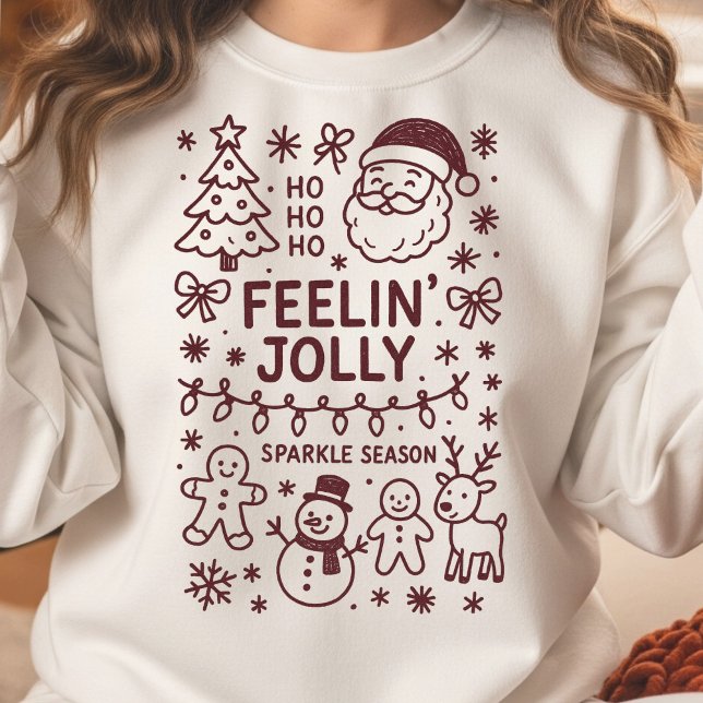 Feelin' Jolly Christmas Doodle Collage Sweatshirt (Feelin' Jolly Christmas Doodle Collage Sweatshirt)