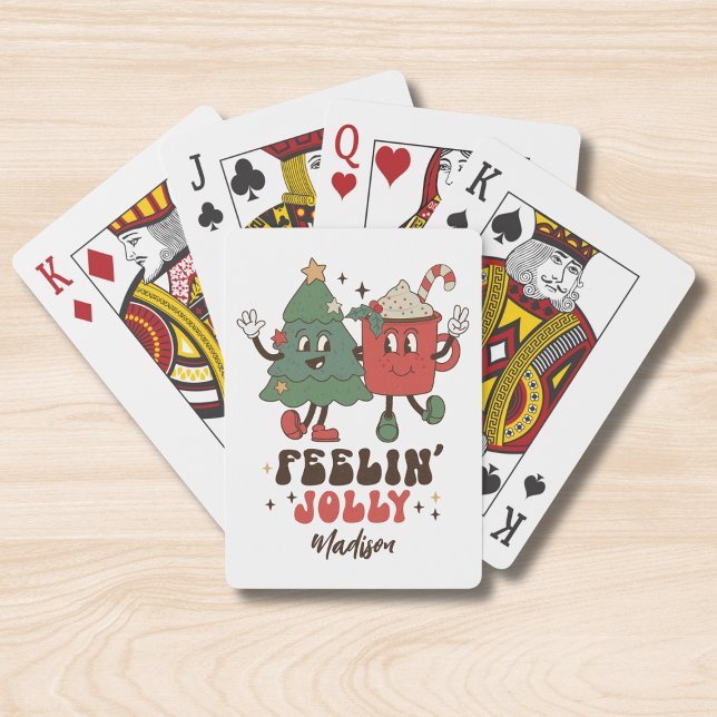 Feelin' Jolly Christmas Holidays Funny Retro Name Poker Cards (Creator Uploaded)