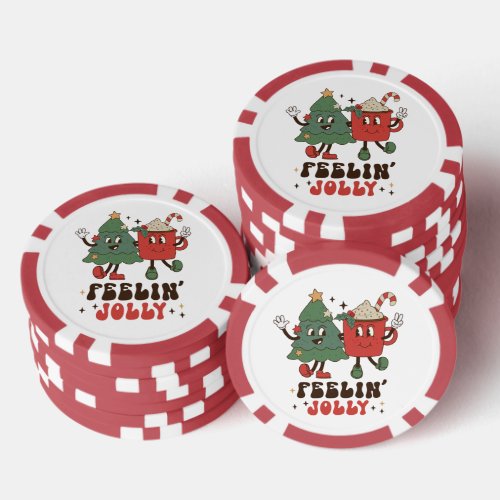 Feelin Jolly Christmas Holidays Funny Retro Poker Chips