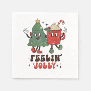 Feelin' Jolly Christmas Hot Cacoa Groovy Christmas Napkins