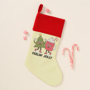Feelin Jolly Christmas Tree Coffee Lover Winter Christmas Stocking