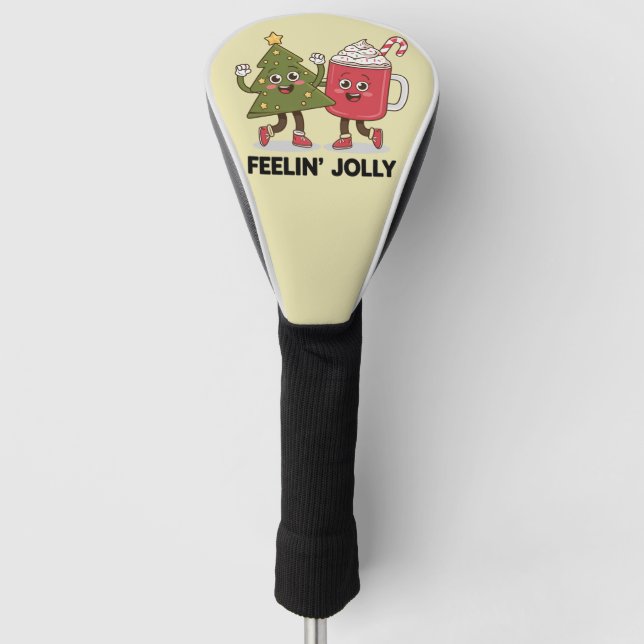 Feelin Jolly Christmas Tree Coffee Lover Winter Golf Head Cover (Front)