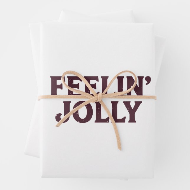 Feelin' Jolly Funny Christmas Spirit  Wrapping Paper Sheets (In situ)