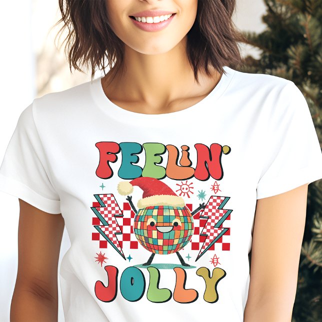 Feelin' Jolly Retro Christmas Vibes Tri-Blend Shirt (Creator Uploaded)