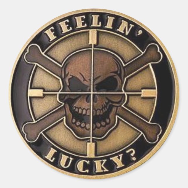 FEELIN LUCKY? CLASSIC ROUND STICKER (Front)