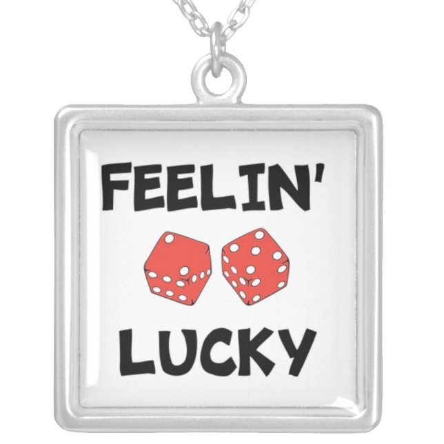 "FEELIN' LUCKY" DICE SILVER PLATED NECKLACE (Front)