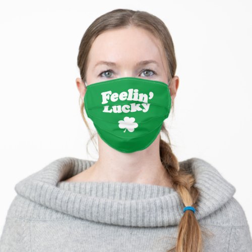 Feelin Lucky Irish Shamrock Adult Cloth Face Mask