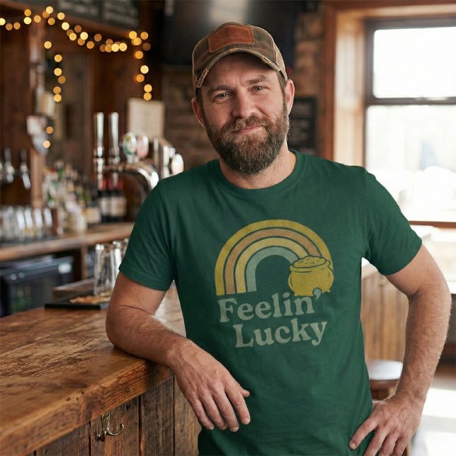 Feelin' Lucky Retro Rainbow Pot of Gold T-Shirt (Creator Uploaded)
