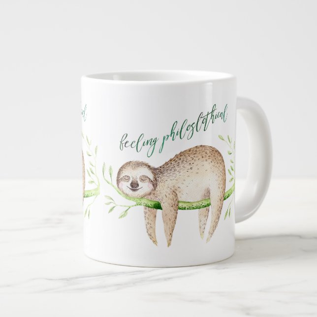 Feelin PhiloSLOTHical funny humor pun sloth Giant Coffee Mug (Front Right)