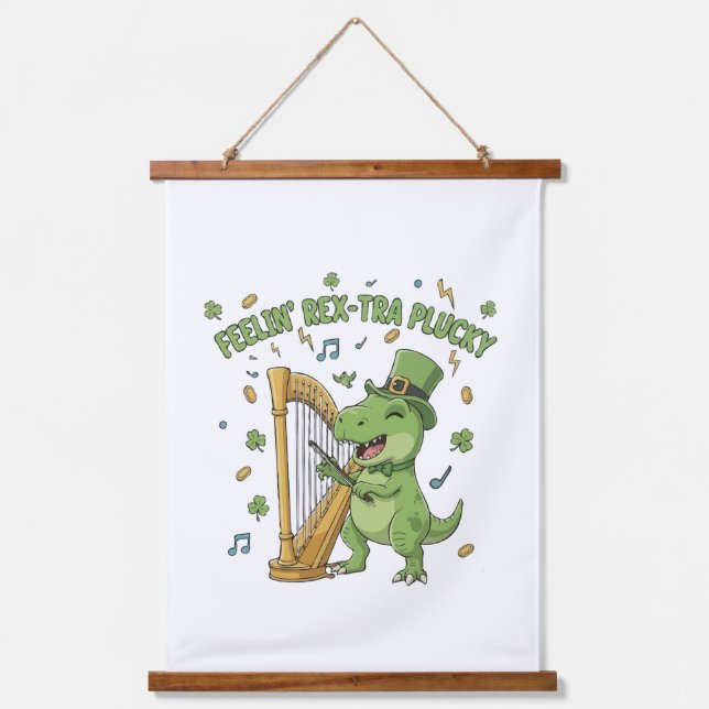 Feelin' Rex-tra Plucky Funny St. Patrick's Day   Hanging Tapestry (Front)