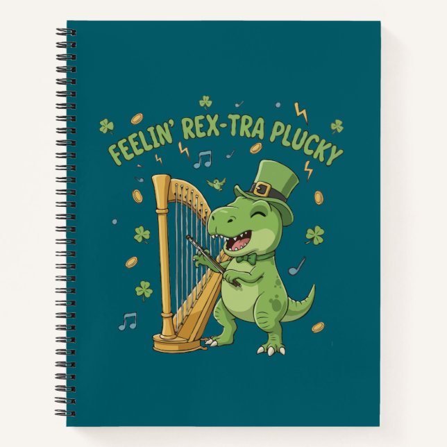 Feelin' Rex-tra Plucky Funny St. Patrick's Day   Notebook (Front)
