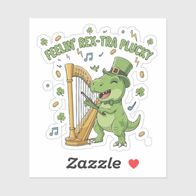 Feelin' Rex-tra Plucky Funny St. Patrick's Day   Sticker (Sheet)