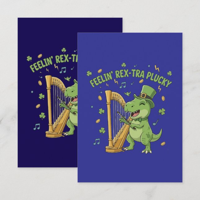 Feelin' Rex-tra Plucky Funny St. Patrick's Day   Thank You Card (Front/Back)