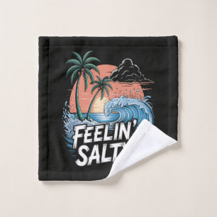 Feelin Salty Beach Summer Vacation 70S Wash Cloth
