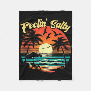 Feelin Salty Beach Summer Vacation Vintage 70s Ret Fleece Blanket