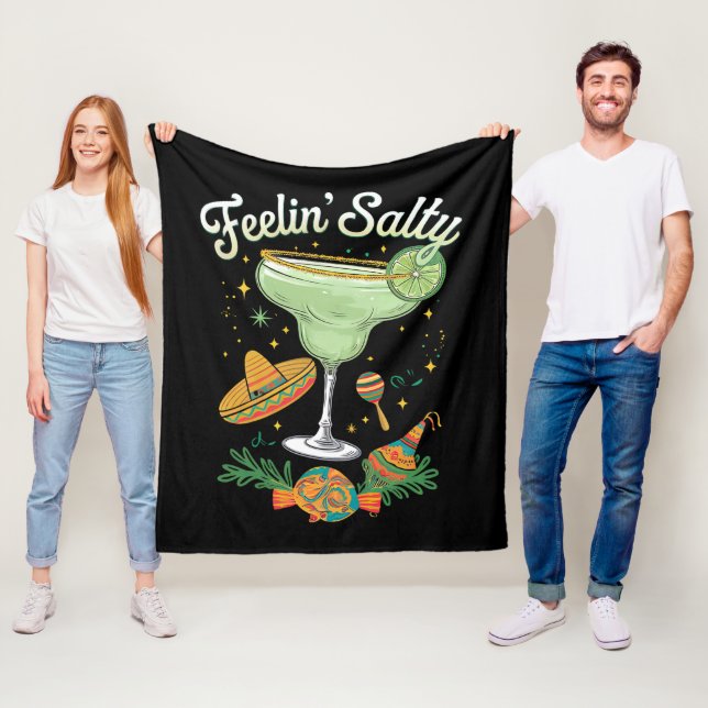 Feelin' Salty Margarita Funny Cinco De Mayo Fleece Blanket (In Situ)