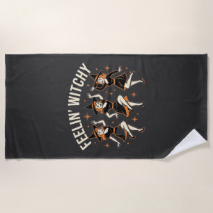 Feelin’ Witchy Halloween Witch Dance Beach Towel