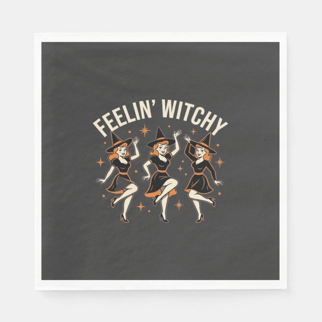 Feelin’ Witchy Halloween Witch Dance Napkins (Front)