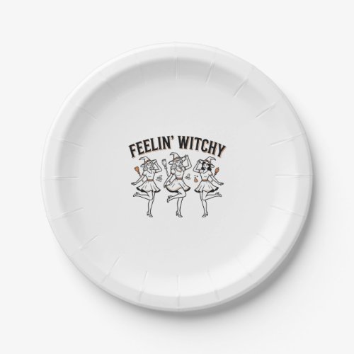 Feelin Witchy Retro Halloween Witches Paper Plates
