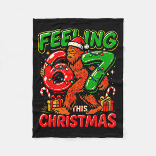 Feeling 67 This Christmas Funny Bigfoot Fleece Blanket