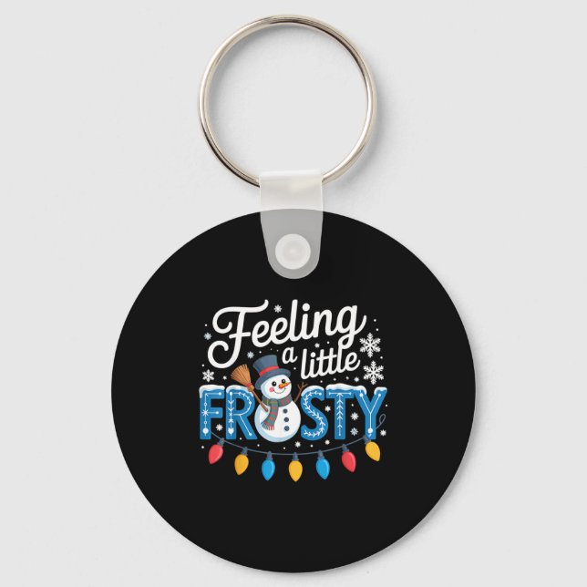Feeling A Little Frosty Cute Retro Snowman  Keychain (Front)