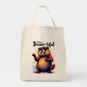 Feeling Beaver-tiful – Funny Beaver Graphic Tote Bag